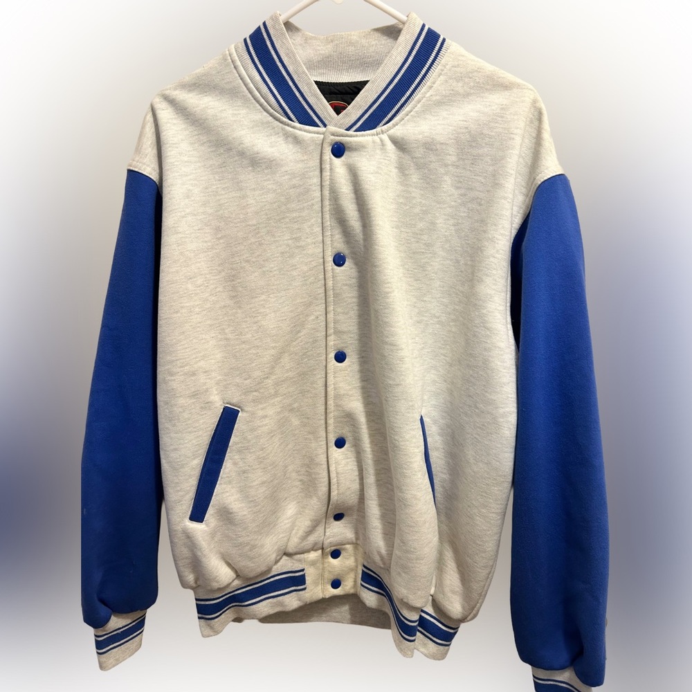 Vintage Games Sportswear Ltd Blue and Gray Varsity Bomber Jacket